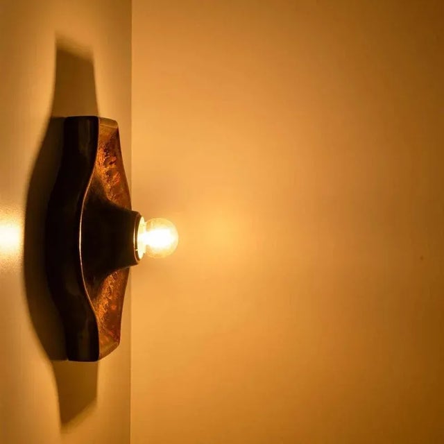 Oval Red Brown Green Ceramic Wall Lights, Germany, 1970s, Set of 3 For Sale - Image 9 of 16