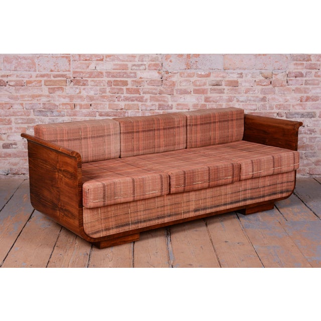 Art Deco Walnut Sofa by J. Halabala for Up Zavody, Czech, 1930s For Sale - Image 4 of 13