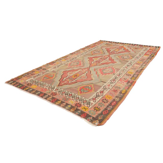 Mid-Century Modern Mid 20th Century Large Vintage Turkish Kilim Rug For Sale - Image 3 of 7