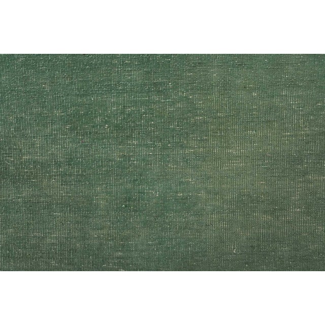 Tabriz Runner 3’1” X 12’9” Green Wool Vintage Distressed Hand-Knoted Rug For Sale - Image 9 of 12