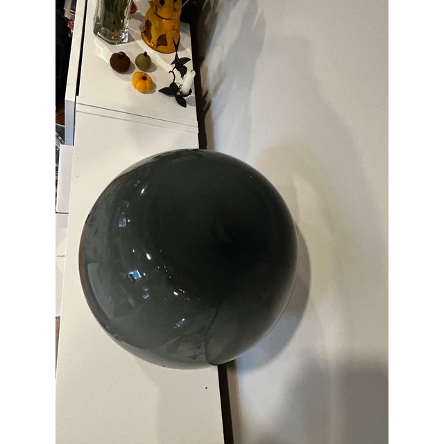 Postmodern Hand-Blown Grey Glass Double Gourd Statement Vase – Made in Poland (13.5") For Sale - Image 10 of 14