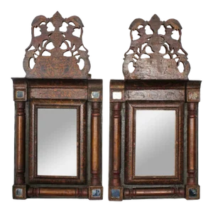 Pierced Crest Courting Mirrors - a Pair