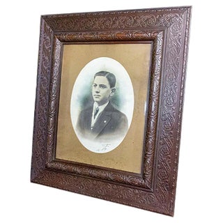 Photo of a Boy in Large Decorative Frame, 1920s For Sale