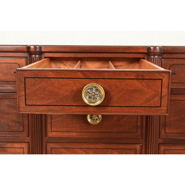 Brown Kittinger French Regency Louis XVI Carved Mahogany Twelve-Drawer Dresser or Credenza, Newly Refinished For Sale - Image 8 of 13