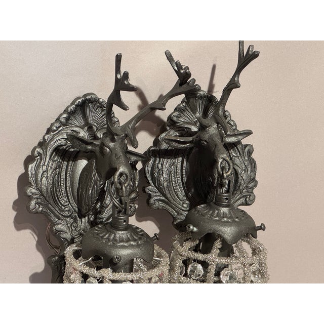 1980s French Louis XVI Charcoal Bronze Wall Lamps Sconces - Pair For Sale - Image 4 of 14