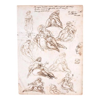 Studies and notes - Ink and Pencil on Paper y Anonymous Master - Early 1800 Early 1800 For Sale