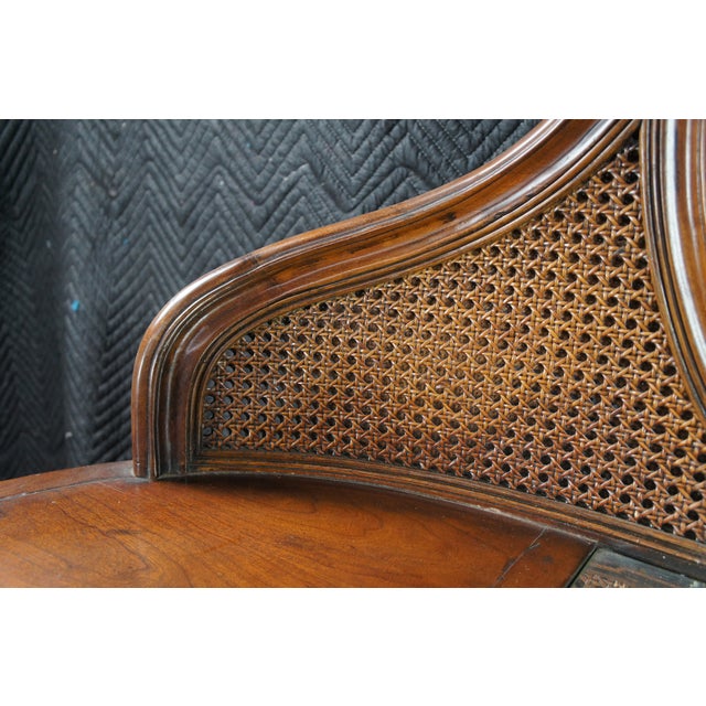 Mid 20th Century French Louis XVI Caned Cherry Mirrored Kidney Dressing Vanity Desk For Sale - Image 4 of 12