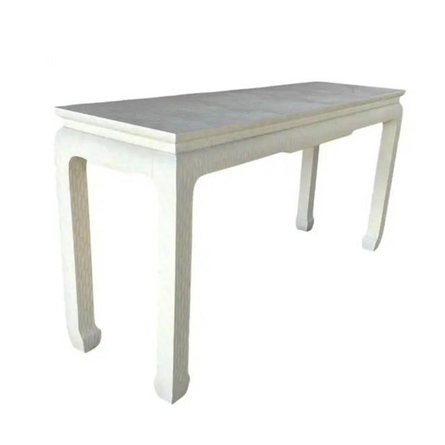 Baker Furniture Company Chinese Style Raffia Veneered Console Sofa Table For Sale - Image 10 of 10