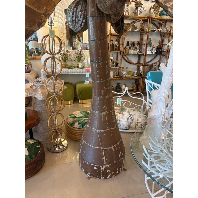 Vintage Palm Beach Palm Tree Coconuts Outdoor Patio Indoor Metal Tropical Statue For Sale - Image 12 of 12