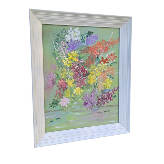 Mid-Century Modern Vintage 1960s Original Botanical Still Life Painting Framed and Signed For Sale - Image 3 of 10