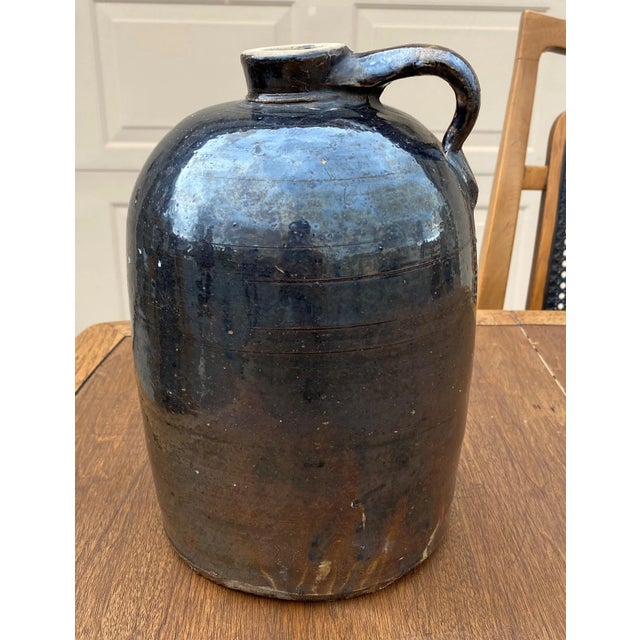 Vintage 20th Century Brown Pottery Crock Jug For Sale In Denver - Image 6 of 6