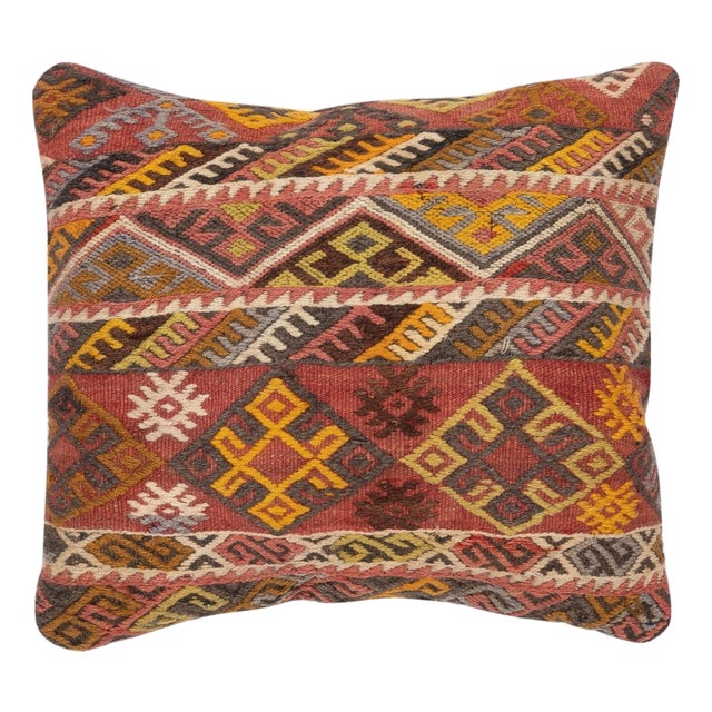 17"x20" Vintage Kilim Pillow Cover. Handmade Accent Cushion Cover. Throw Pillow For Sale