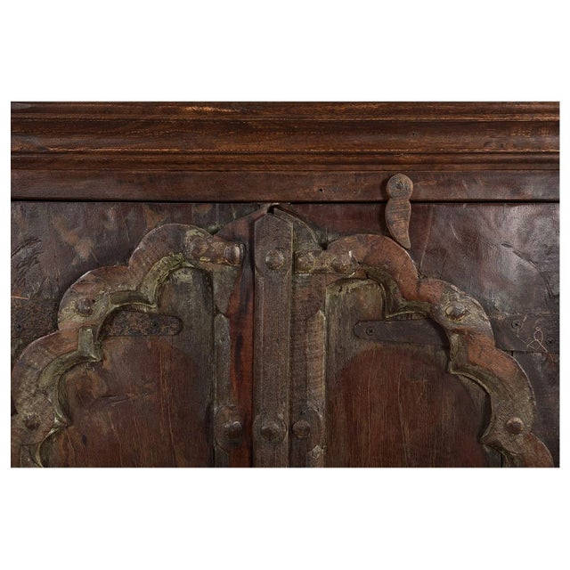1960s Handcrafted Reclaimed Wood Storage Cabinet | Antique Indian Door Upcycled Entryway Credenza | Farmhouse Nightstand | Boho Bedroom Decor For Sale In Houston - Image 6 of 7