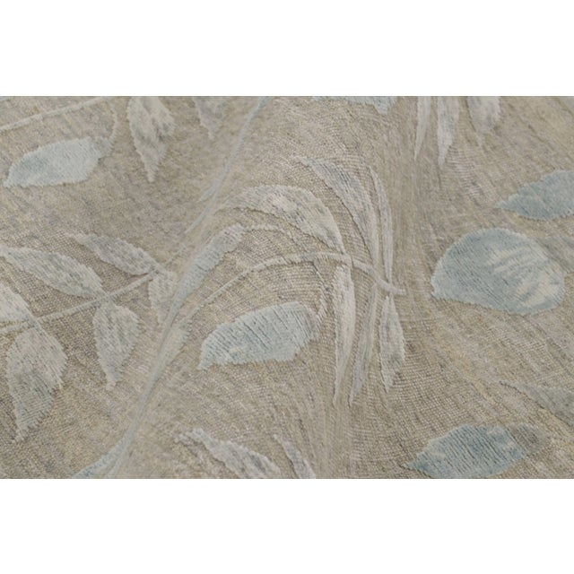 Rug & Kilim’s Block Print Rug With Beige-Gray and Steel Blue Florals For Sale In New York - Image 6 of 9