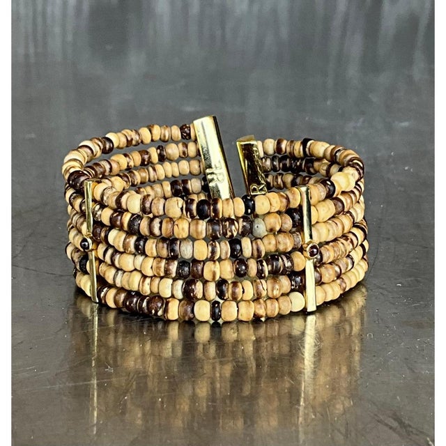 Vintage Fr Coconut Beaded Bracelet For Sale - Image 12 of 12