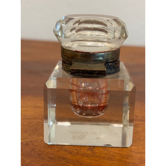 Antique 19th Century Black Lacquer Chinoiserie Inkstand With Cut Glass Inkwell For Sale - Image 12 of 18