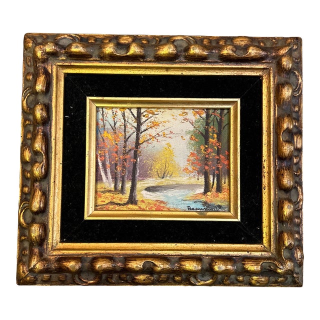 1950’s Original Impressionist Autumn River Landscape Painting For Sale