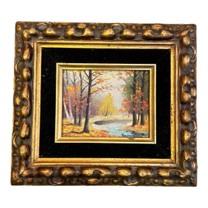 1950’s Original Impressionist Autumn River Landscape Painting