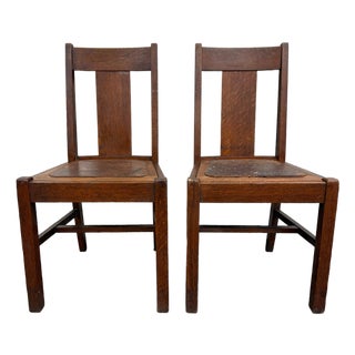 Antique Michigan Chair Company Arts & Crafts Mission Dining Chairs - Pair For Sale