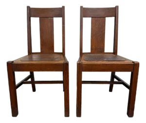 Antique Michigan Chair Company Arts & Crafts Mission Dining Chairs - Pair