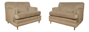 1950s Mid Century Italian Bronze Leg Oversized Club Chairs - a Pair