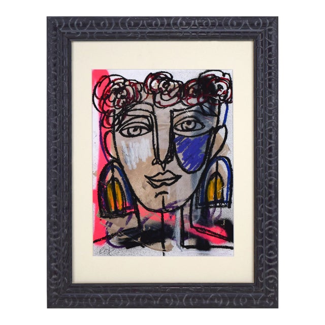 Contemporary Abstract Cubist Portrait Painting/Mixed Media of a Woman For Sale