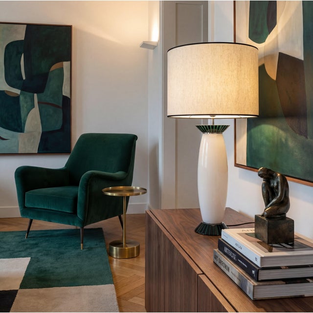 Manufactured by VeArt in Italy during the 1980s, this large-format table lamp is a refined example of late 20th-century...