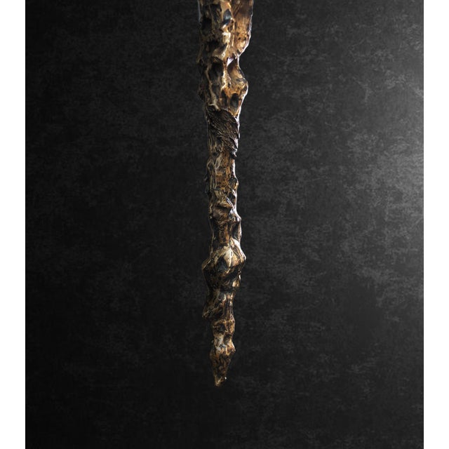 Metal Hand-Sculpted Cast Bronze Hanging Lamp by William Guillon For Sale - Image 7 of 18
