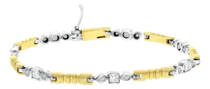 One Carat Two-Toned Princess Cut Diamond Tennis Bracelet