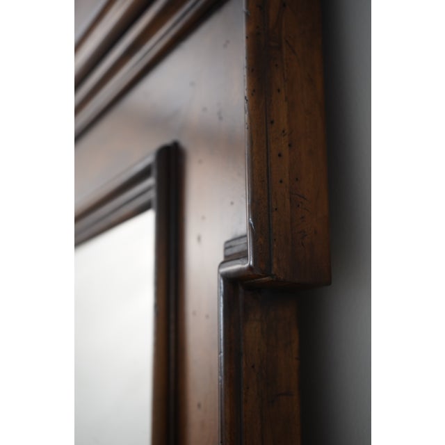 1990s Large Distressed Walnut Beveled Glass Pier Mirror For Sale - Image 5 of 10