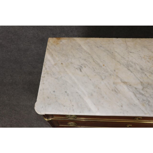 Stone Antique 19th Century French Louis XVI Style Bronze Mounted Marble Top Commode For Sale - Image 7 of 16