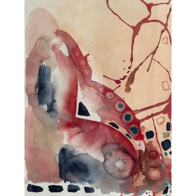 1970sDynamic Abstract Watercolor by French Artist, Marie Luare-Ilie For Sale In Los Angeles - Image 6 of 12