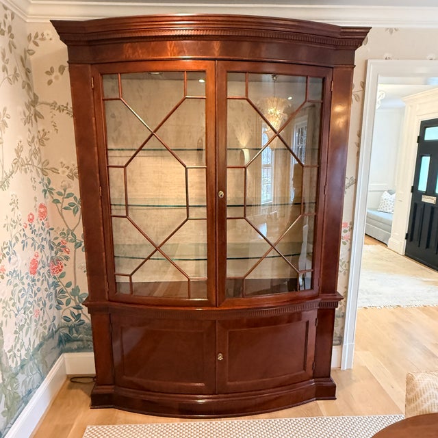 Brown Baker Furniture Bow Front Georgian China Cabinet For Sale - Image 8 of 12