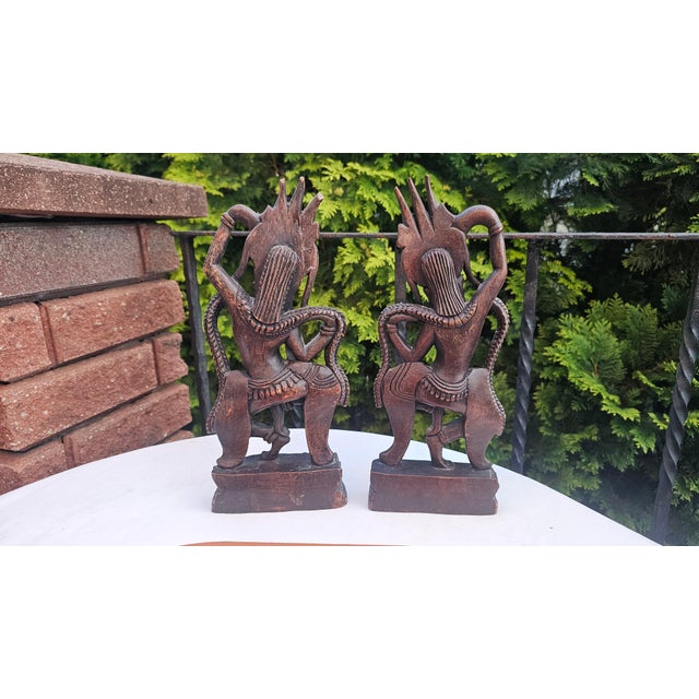 Nude Wooden Apsara Dancer Figurine, Cambodia, 1980s, Set of 2 For Sale - Image 9 of 10