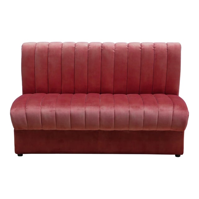 Matthew Izzo Home Estelle Berry Velvet Straight Banquette Sofa For Sale
