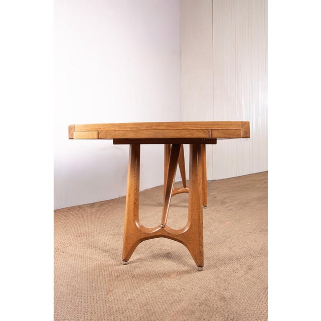 Large Extendable Oak Dining Table by Guillerme and Chambron for Votre Maison, 1960 For Sale - Image 13 of 18