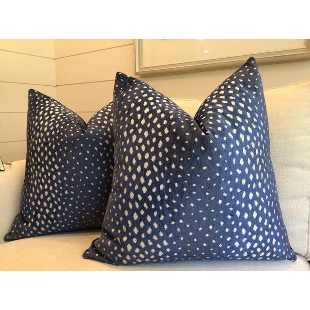 Thibaut Gazelle in Blue Pillows - a Pair For Sale - Image 4 of 6