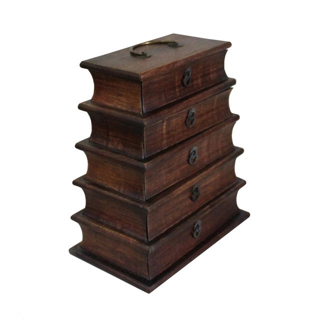 Chinese Huali Rosewood Tower Shape Drawers Storage Box Chest