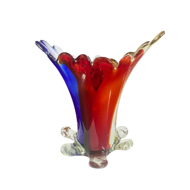 1960s Vintage Art Glass Murano Colorful Vase 11.5" H For Sale - Image 5 of 9