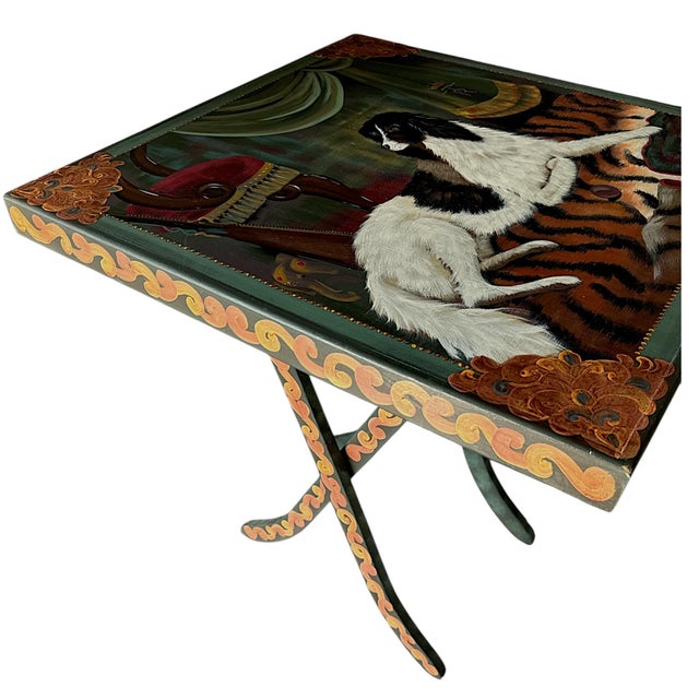 Late 20th Century Hand-Painted Folding Occasional Table in the English Country House Style For Sale - Image 10 of 13