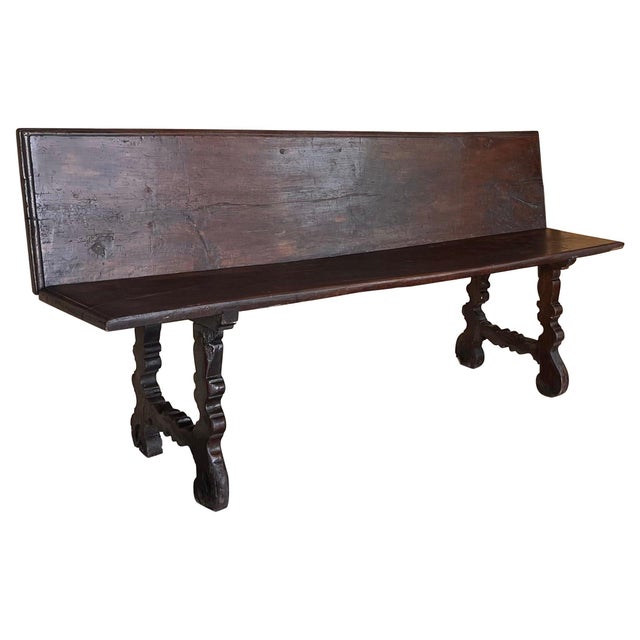 20th Century Spanish Renaissance Carved Walnut Bench Banquette "Escaño" For Sale - Image 9 of 18