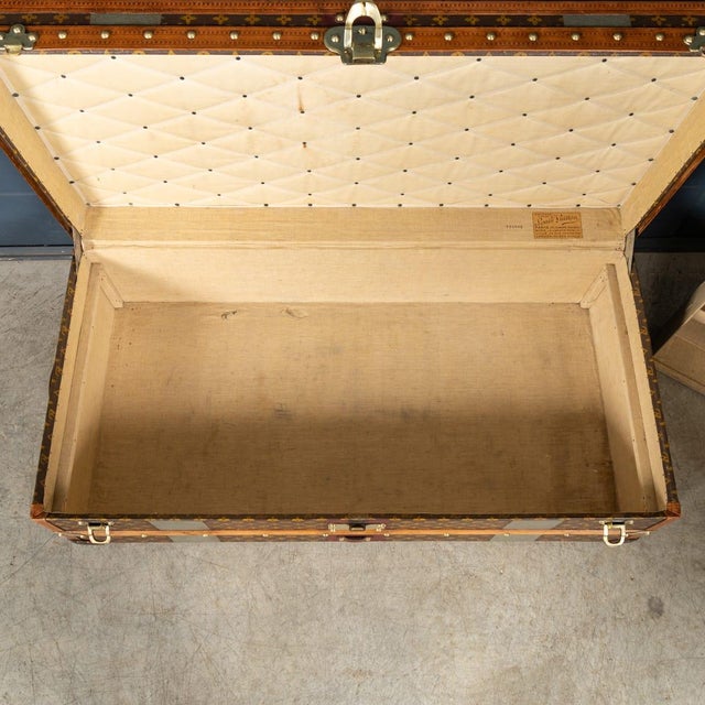 Antique Steamer Trunk in Monogram Canvas from Louis Vuitton, France, 1920s For Sale - Image 14 of 18