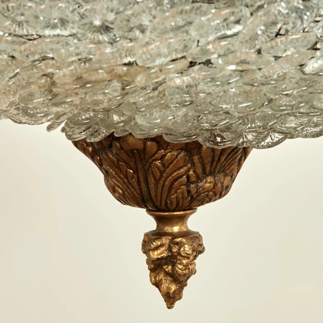 Antique Italian Bronze and Glass Chandelier With Palm Leaves For Sale In West Palm - Image 6 of 6