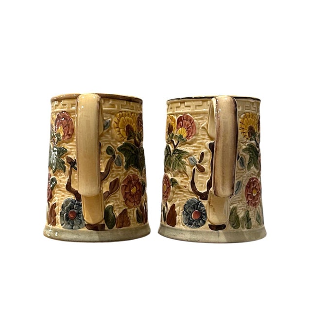 Staffordshire Vintage Staffordshire Pottery Indian Tree Mugs / Tankards, a Pair For Sale - Image 4 of 6