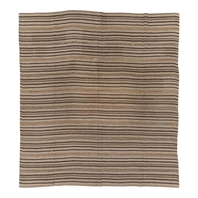 Galerie Shabab Collection Mid-20th Century Vintage Turkish Flatweave Kilim Square Room Size Carpet For Sale