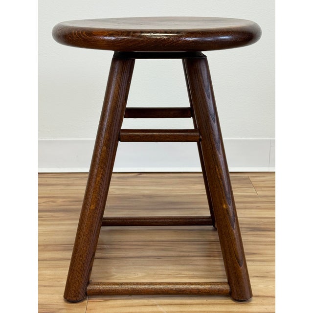 Vintage Round Swivel Top Wooden Stool For Sale In Kansas City - Image 6 of 10
