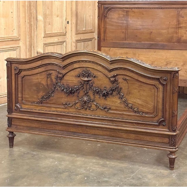 19th Century French Louis XVI Walnut Bed For Sale - Image 16 of 18