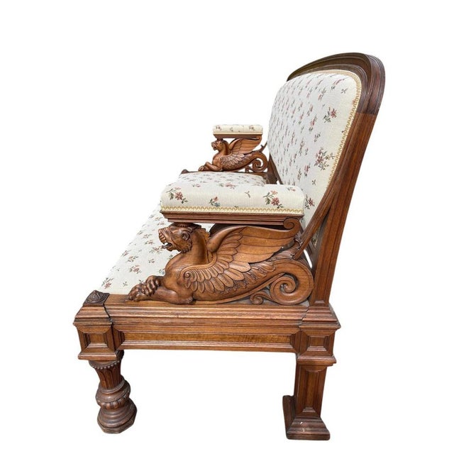 Renaissance Style Living Room Set in Walnut, Set of 7 For Sale - Image 6 of 13