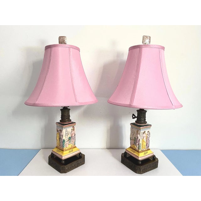 Classical Roman 1940s Greco-Roman Lamps & Shades, Pair For Sale - Image 3 of 16