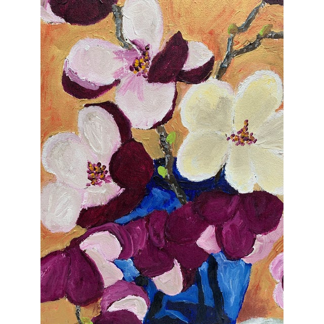 Large Vintage Original Canvas Painting of an Exotic Orchid For Sale In Sacramento - Image 6 of 14